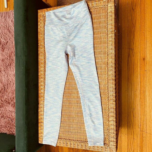 Outdoor Voices Techsweat 7/8 Activewear Legging Striped Pale Blue Pink Small - Picture 1 of 10